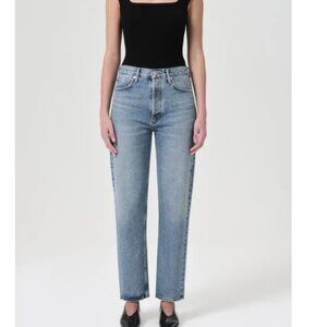 Agolde Straight Leg Jeans in Light Blue Wash